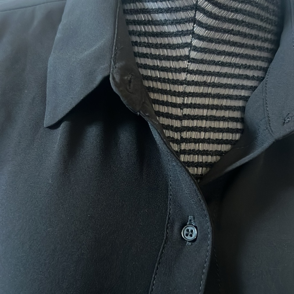 Sheer Black Button Down Sleeve-Less Top - image 3